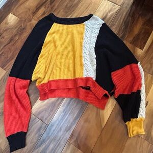 Moon and Madison tight knit cropped multicolored sweater